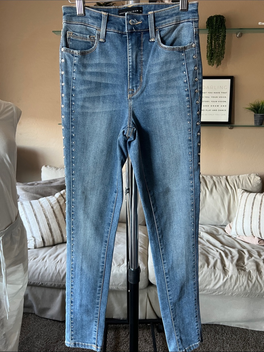 Sanctuary Light Blue Skinny Jeans with Side Studs